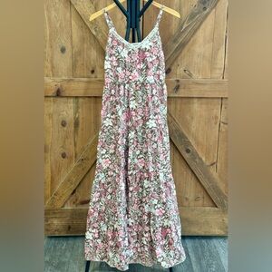 RACHEL ZOE Maxi Floral Tiered Dress Sz2 Cottage Core Peasant Embroidered Prairie
